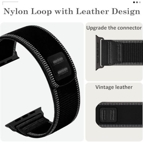 Image of MRAIN-H Nylon Leather Design Compatible with Apple Watch Bands for Men Women Ultra 3 2 1 Series 11 10 9 8 7 6 5 4 SE 3 2, Soft Stretchy Sport Band for iWatch 49mm 46mm 45mm 44mm