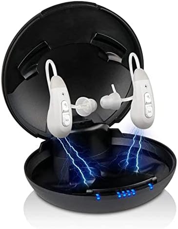Rechargeable Hearing Aids Induction Loop Compatible Amplifier for Seniors Adults Noise canceling with Portable Charging Case Personal BTE Sound Assist