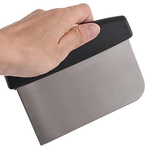 Dough Scraper, Bench Scraper with Polished Food Grade Stainless Steel Bread Scraper for Bread and Pizza Dough Baking