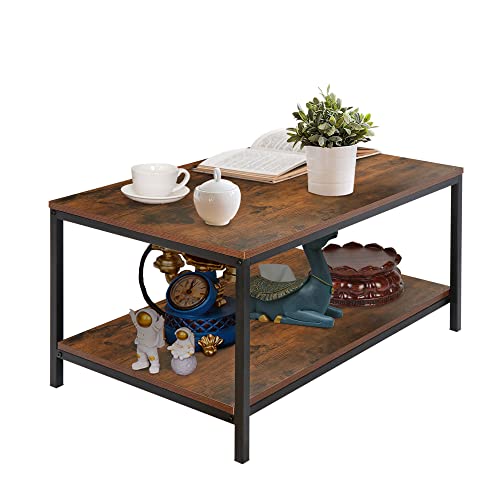 ZENY ローテーブル センターテーブル コーヒーテーブル おしゃれ 北欧 ヴィンテージ風 2段 収納棚付き 木製天板80×50cm コンパクト アジャスター付き 組立簡単 一人暮らし リビング ソファテーブル