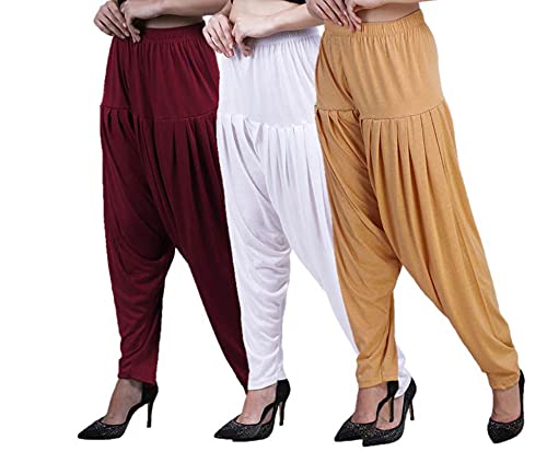 casuals Women’s Regular fit Viscose Patiala Pants Combo Pack of 3 - Soft & Stylish Ethnic Wear-picture-15