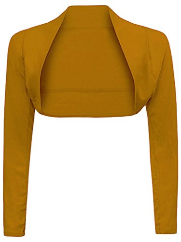 Bolero de manga larga para mujer color mostaza chaqueta corta para bodas y eventos