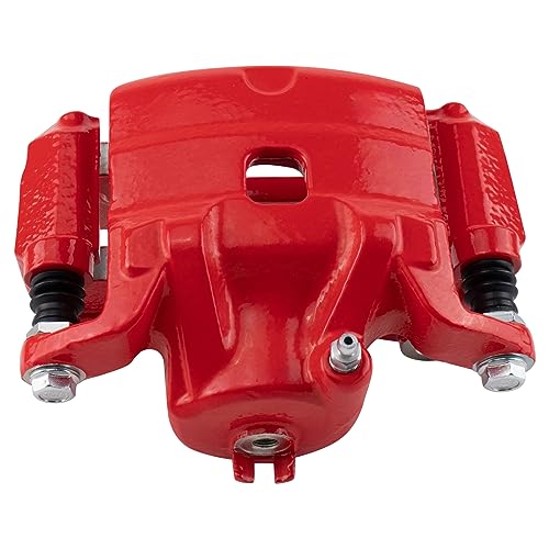 Image of TRQ Front Right Brake Caliper w /Bracket Performance Red Passenger Side