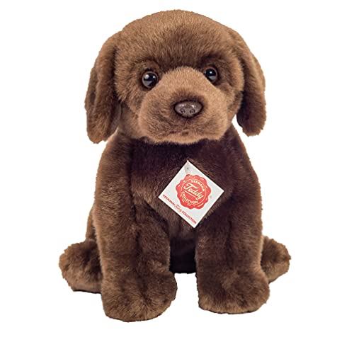 Teddy Hermann 91958 Hund Labrador sitzend Dunkelbraun 25 cm, Kuscheltier, Plüschtier
