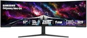 Samsung 57" Odyssey Neo G9 (G95NC) Series Dual 4K UHD 1000R Curved Gaming Monitor, 240Hz, 1ms with DisplayPort 2.1, Quantum Mini-LED, DisplayHDR 1000, AMD FreeSync Premium Pro, LS57CG952NNXZA