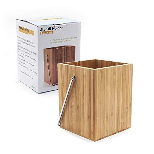 Bamboo Kitchen Utensil Holder, Counter Top Cooking Tools Cup,3.8 X 5.5 In