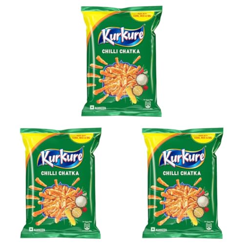 Image of Kurkure Namkeen - Chilli Chatka - 78.9g Pack /74g Pack (Pack of 3)