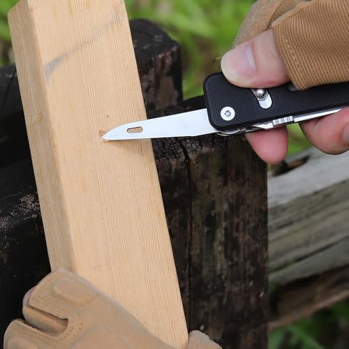 Image of ROXON S503G 9 in 1 Mini Multi Tool EDC Pocket Knife Multitool with G10 Handle,Scissors,Screwdriver,Threader,Awl, Flat Screwdriver,Ruler,Tweezers for Outdoors Fishing Camping,Gifts for Men