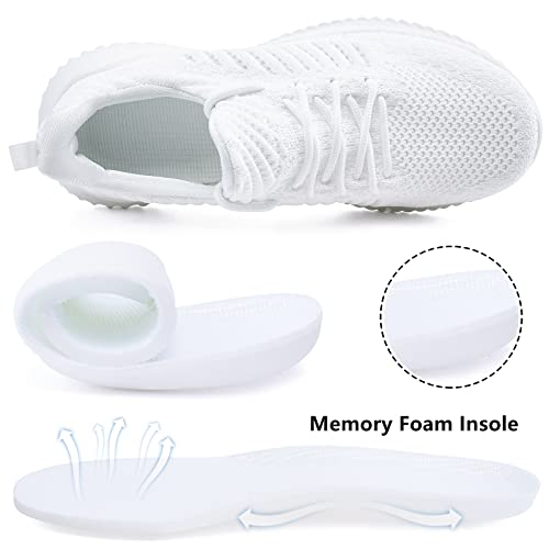 Image of Akk Womens Walking Shoes - Slip On Tennis Running Shoes Memory Foam Lightweight Work Sneakers for Indoor Outdoor Gym