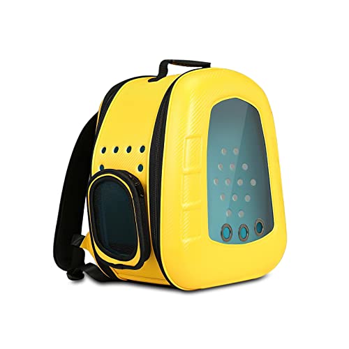 BOSERMEN Cat Carrier Backpack, Bubble Cat Backpack Carrier, Foldable Breathable Pet Backpack for Kittens and Puppies, Designed for Travel, Hiking, Walking and Outdoor(Yellow)