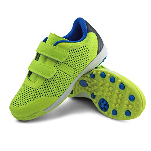 brooman Kids Knit Indoor Soccer Shoes Boys Girls Athletic Football Shoes (3,Lime)
