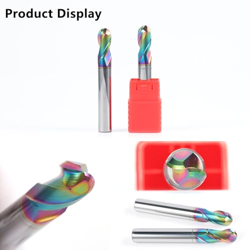 Image of 1 /4 inch Solid Carbide Ball Nose End Mill 2Flute DLC Coated HRC55 CNC Milling Cutter Bits for Copper & Aluminum Alloys
