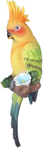 Miniatura 6 de TOPINCN Estatuas de jardín colgantes de loro forma estatua de jardín escultura al aire libre césped jardín escena árbol DIY decoración