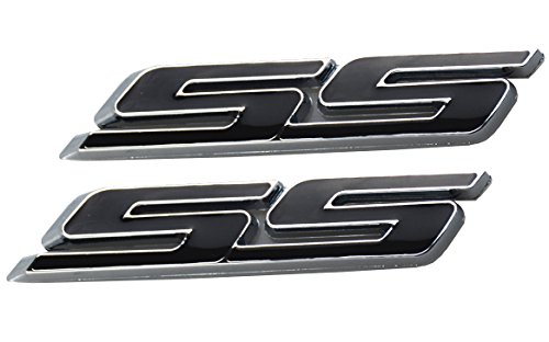 Image of Aimoll 2pcs SS Emblems ABS Sticker 3D Logo for Impala Cobalt Camaro 2010 2011 2012 2013 2014 2015 2016 2017. (Chrome Black)