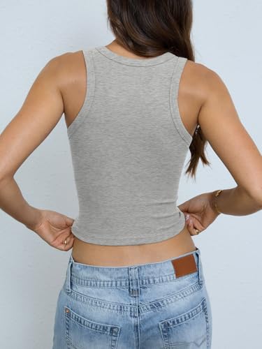 Image of EasyGala Womens Cotton Ribbed Crop Tank Tops High Neck Sleeveless Basic Shirts Racerback Slim Fitted Summer Clothes 2026