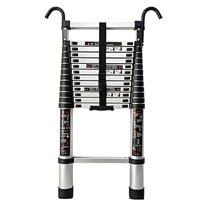 23ft/24ft/26ft Aluminum Telescoping Ladder - Folding Exteon Ladder with Hook for Home, Attic, RV, Outdoor Roof - 150kg Load Capaci, Portable & Design