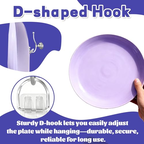Image of 25 Pack Plate Hangers for The Wall - Invisible Adhesive Hanger for Display, Premium Adhesive Picture Hangers for Decorative Plates, Photo Frames, Paintings & Wall Art, 2.67x2.67 in