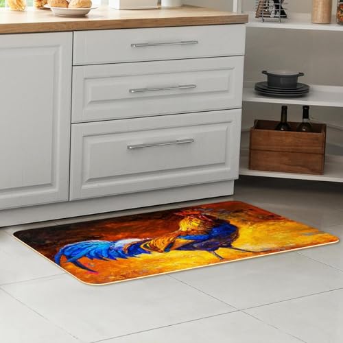 Tapis de cuisine lavable antidérapant motif coq résistant