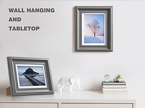 Doai Art Grey 4X6 Picture Frame, Rustic Wooden Picture Frames With Hd Glass, Display Photo 3.5X5 With Mat Or 4X6 Without Mat For Wall Or Tabletop, 6Pack #TOP3