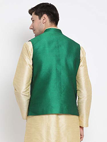 Image of VASTRAMAY Men's Beige Cotton Silk Blend Ethnic Jacket