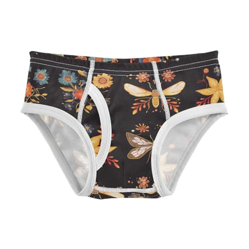 KLL Stylish Embroidery Bee Butterfly Flowers Little Boys Soft Briefs Breathable Undies
