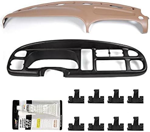 PIT66 Juego de bisel de tablero + cubierta de salpicadero con clips compatible con Dodge Ram 1500 2500 3500 1998-2002, beige