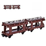 TRavesty MOC Technik City Auto Waggon Bausteine Bausatz, Kesselwagen Güterwagen Train Karren Modell, Frachtcontainer Güterzug Personenzug Modell Bausteine (Autotransporter)