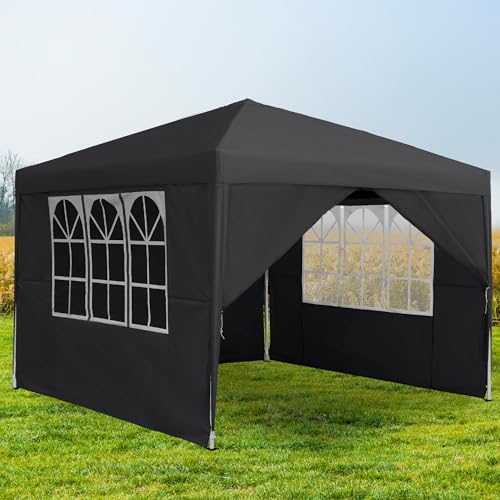 SAILUN 3x3m Party Tent Foldable Pavilion with 4 Side Walls Waterproof Suitable for Festivals,Pop Up Gazebo Parties and Camping Ideal for Winter Events and Garden, Black - Image 9