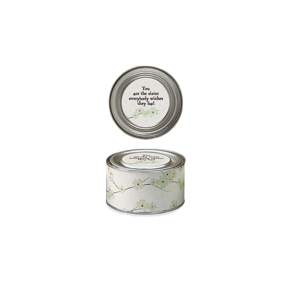 East of India Green Floral Tin Candle - You are The Sister - Wild Fig & Pear