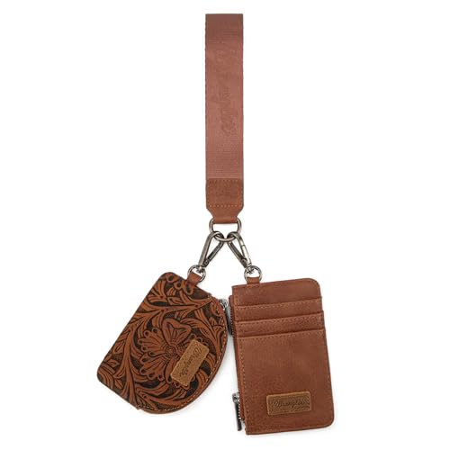 Image of Wrangler Keychain Wristlet Wallets for Women Western Dual Pouch Wristlet Credit Card Holder Wallet