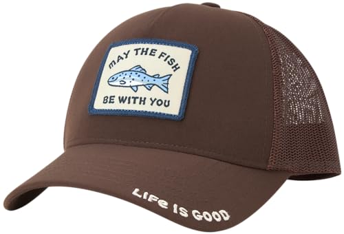 Life is Good Mens Trucker Hat - Mesh-Back Logo Patch Adjustable Baseball Cap Brown