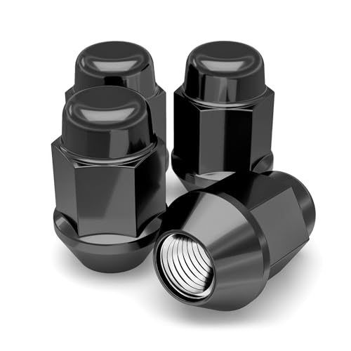 Image of White Knight M12x1.50 Black Chrome Bulge Acorn Lug Nut, 4 Pack