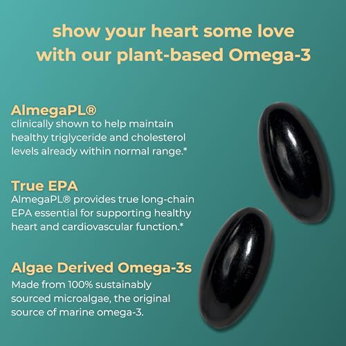 Image of Iwi Life Heart Omega-3, 60 Softgels (30 Servings), Vegan Plant-Based Algae Omega Fatty Acids + EPA, Heart Health Support Dietary Supplement, Krill & Fish Oil Alternative, No Fishy Aftertaste