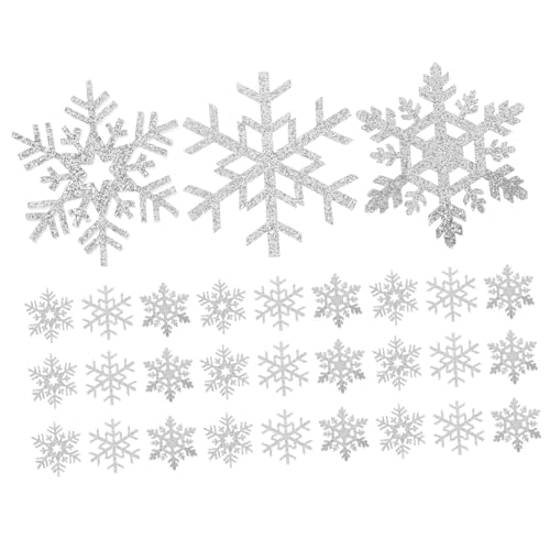 WOONEKY 30 pièces Lot de Patchs à Coudre Flocons de Neige Argentés Tissu pour Décoration Vêtements Hiver Noël DIY Accessoires Brodés pour Jeans Chapeaux et Sacs