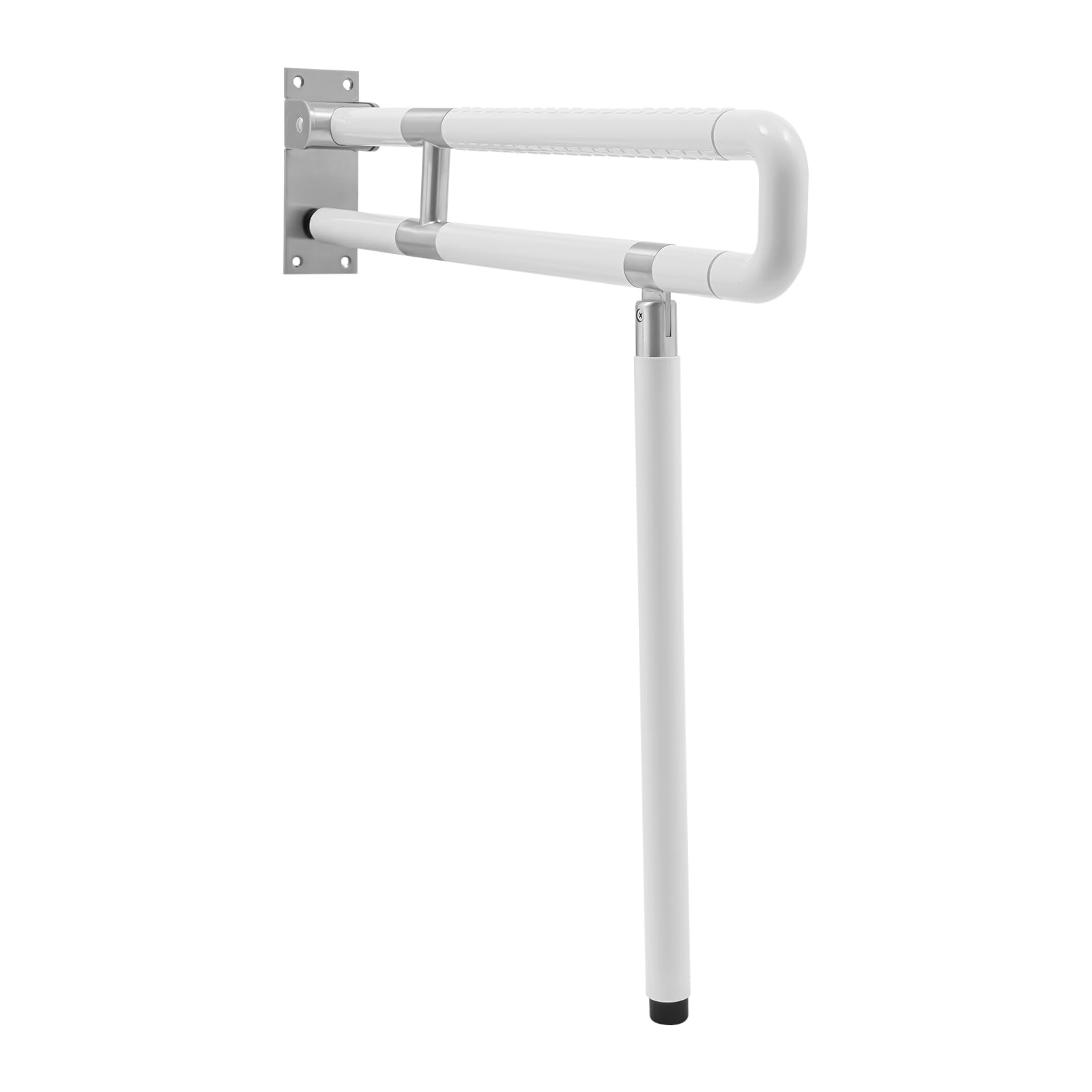 Asa plegable para baño, color blanco, nailon, acero inoxidable, mango de seguridad, montaje en pared, antideslizante, para personas mayores, baño