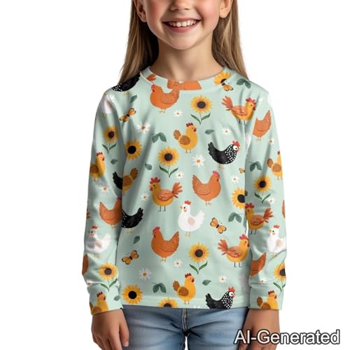 Image of Renewold Boys Girls Tees Kids T-Shirt Long Sleeve Crewneck T Shirts Casual Athletic Tops Clothing for Home School Travel