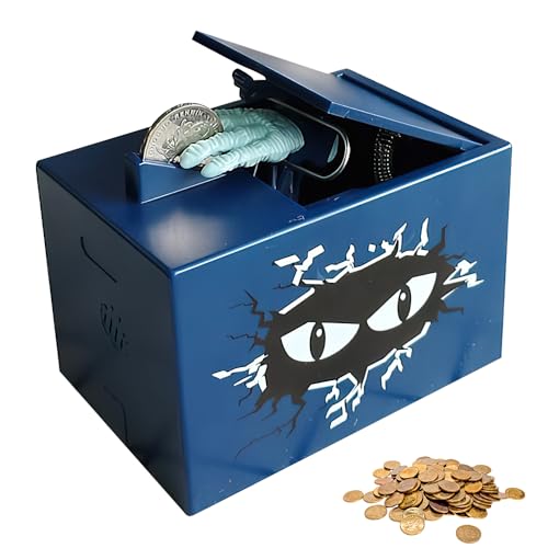 YANGUN Hucha de mano fantasma, divertida y horrible hucha de cerdo robo, hucha de juguete sorpresa (azul)