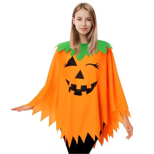 weiclianhp Disfraz Calabaza Mujer para Adulta, Capa y Vestido de Halloween, Disfraz de Calabaza para Fiestas de Carnaval, Cosplay y Eventos Temáticos
