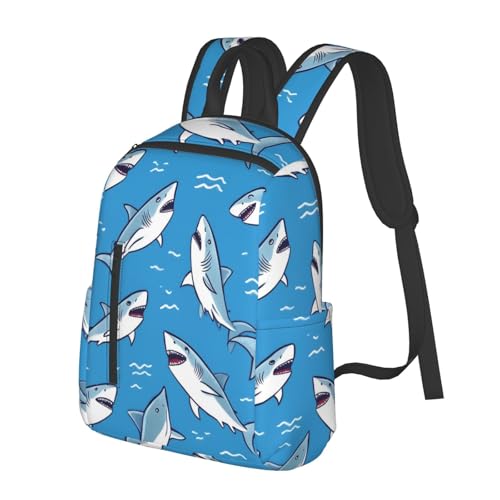 Travel Backpack Bookbag Satchel, Stylish and Functional Daypacks, Cool Blue Shark Daypack Rucksack2