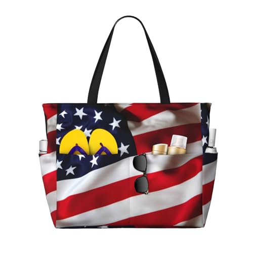 Grand sac à bandoulière imprimé USA : le cabas décontracté idéal pour vos journées shopping