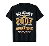 14th Birthday Gift 14 Years Old Awesome September 2007 T-Shirt