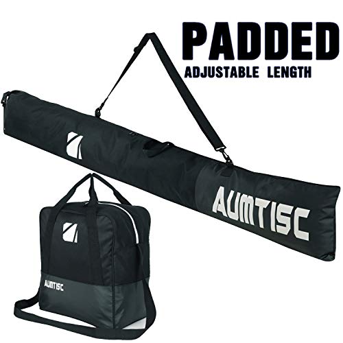 AUMTISC Ski Bag Padded 2 Piece Ski and Boot Bag Combo for 1