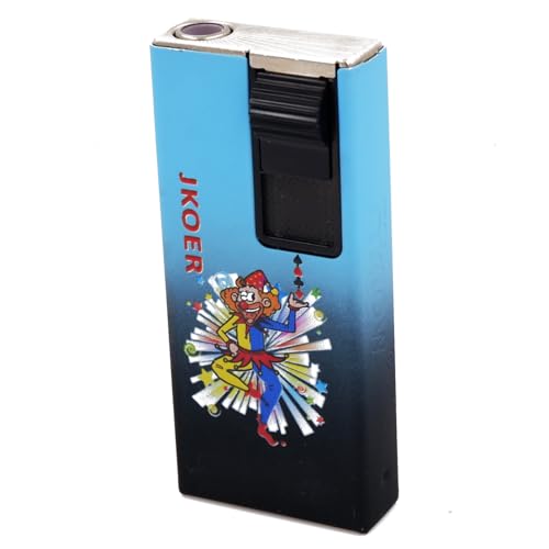 Image of Windproof Jet Flame Refillable Slide Button Cigarette Lighter Pocket Lighter (Blue-Black)