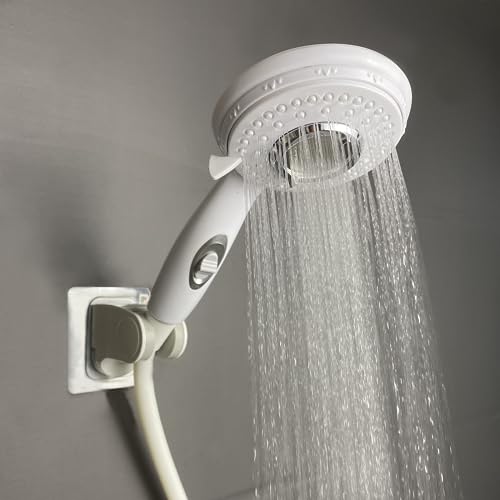 Cabezal de ducha portátil con manguera de 60 in y soporte blanco miniatura 4