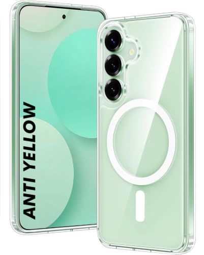 Image of DIZORO Crystal Clear Magnetic Compatible with Samsung S25 Back Cover case with Anti-Yellow ( Compatible with Magsafe ) Anti-Scratch | Shockproof Transparent Cover