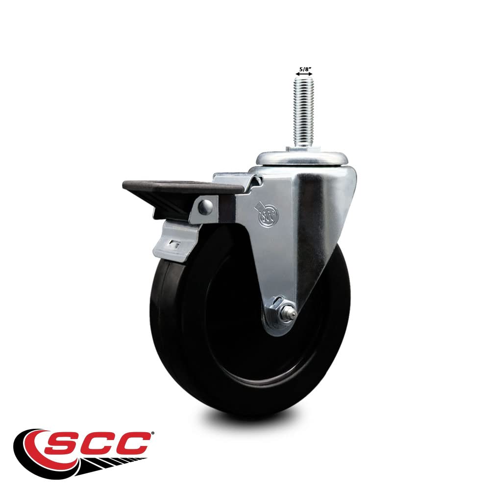 Hard Rubber Swivel Threaded Stem Caster w/5