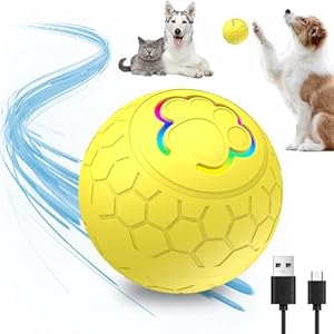 Interactive Dog Toys Dog Ball, 2024 New Upgraded Active Moving Pet Dog Balls Toy, Washable Durable Electronic Dog Toy Rechargeable Automatic Rolling Ball Toys for All Cats Dogs (2# Yellow)