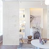 DECOLAB Hanging Room Panel, Privacy Space Partition Wall for Office, Shared Room, Studio, Trimmable Length, Natural Woven, 36”W x 96”L, Set of 2, Limestone