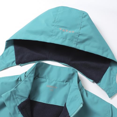 Image of MGEOY Boys Girls Rain Jacket Lightweight Waterproof Hooded Fleece Lined Raincoat Windbreakers for Kids