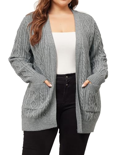Image of Agnes Orinda Cardigan Sweaters for Women 2025 Plus Size Lightweight Long Sleeve Open Front Sweaters with Pockets